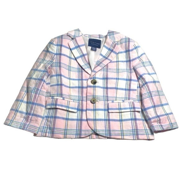 Janie and Jack Pink Blue Pastel Linen Blazer Little Boy Toddler size 18-24 Month - Picture 1 of 7